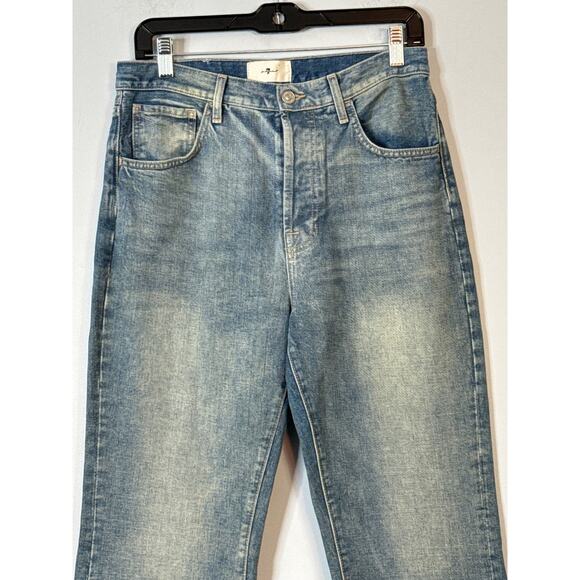7 for All Mankind Women's Easy Boy Bootcut Jeans Raw Hem Light Wash Blue Size 27 - Picture 3 of 10